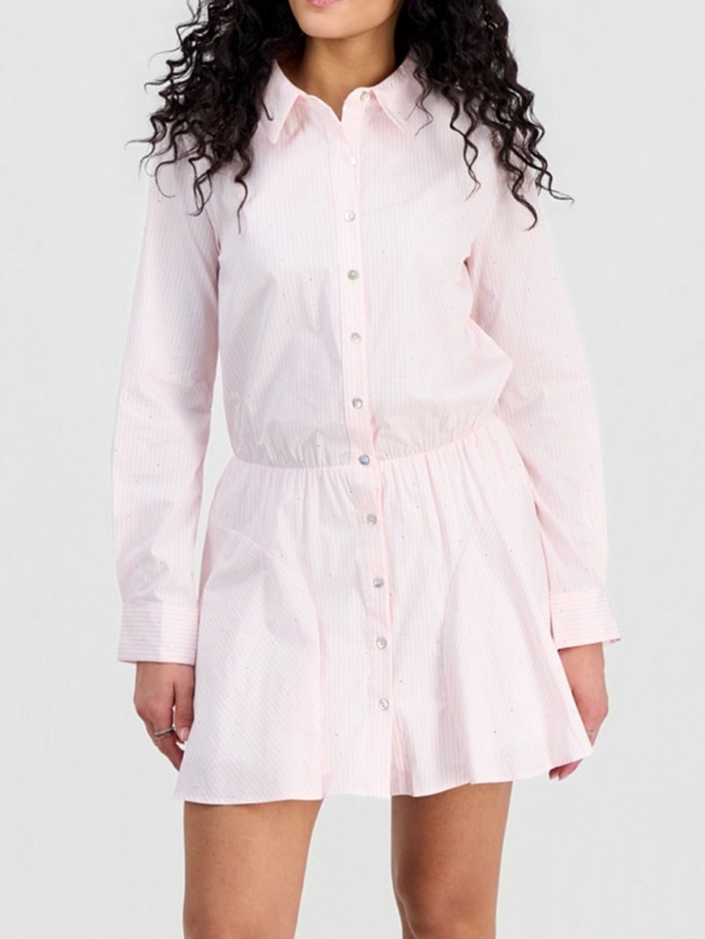 New 14th Place ' Striped Rhinestone Shirtdress